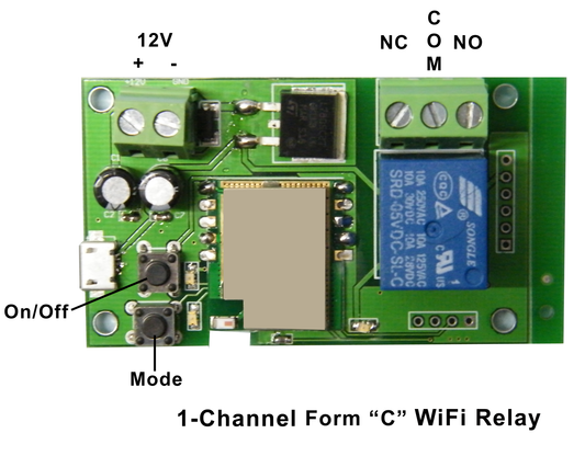 1-Channel WiFi Controlled Relay w/ Form “C” Contact for Android JWIFI-1RC-Timers & Relays-Various-Jayso Electronics