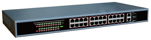 24-Port Gigabit Ethernet Switch with 24-Port PoE, 10/100 Mbps JTI-POE24AGF-360