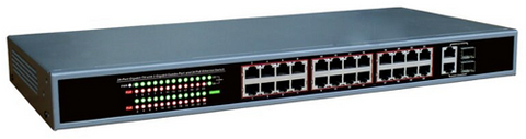 24-Port Gigabit Ethernet Switch with 24-Port PoE, 10/100 Mbps JTI-POE24AGF-370