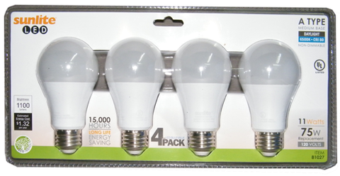 4-Pack of 11W LED Screw Base (E27) Light Bulbs JLED-11WX4