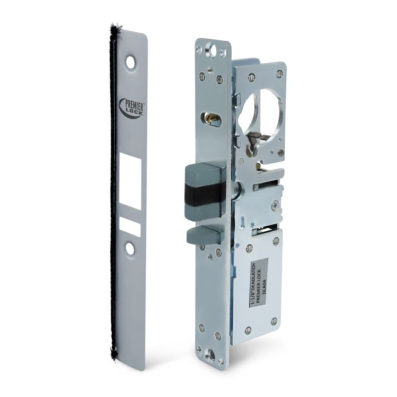 Commercial Storefront Deadlatch Narrow Stile Mortise Lock - 1-1/8'' - Left Handed - Aluminum Finish JDLA-04L