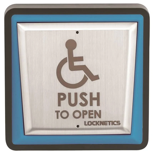 Large Lighted Handicap Push-To-Open Pushbutton Plate W/ Backbox JE-PPH-200-LED