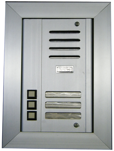 Metal 3-Button Graystone / Elbex Door Station, Flush Mount, Aluminum Finish, 2403FA