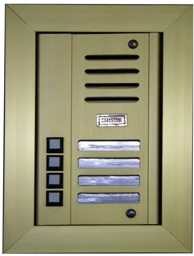 Metal 4-Button Graystone / Elbex Door Station, Flush Mount, Gold Finish, 2404FG