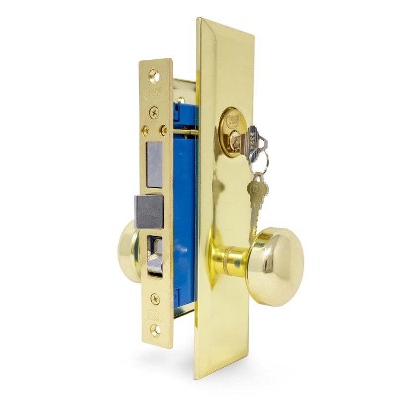 Mortise Keyed Mortise Keyed Door Lock set - Right Hand-Brass Finish US3-2-1/2" Backset - 2 SC1 Keys JMR-01
