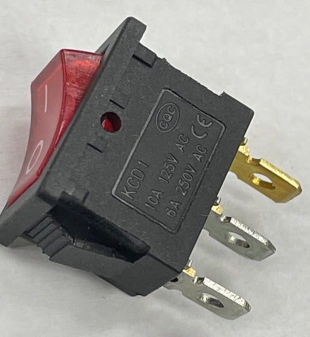 Rocker Switch, Lighted, Snap-In, SPST, On/Off, with Push-On Terminals, JTS-080