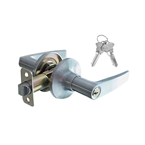 Satin Nickel Light Commercial Duty Entry Door Lever Lock Set with 2 SC1 Keys- Boxed Keyed Alike Model JLEV-02X