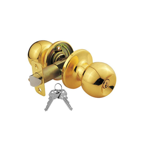 Solid Brass Keyed Entry Door Knob With 2 KW1 Keys JEL-01
