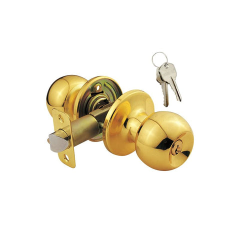 Solid Brass Keyed Storeroom Door Knob With 2 KW1 Keys-Carded JEL-07