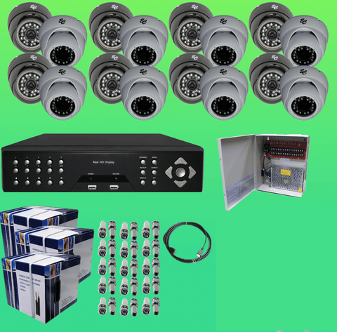 12-Camera 5 Megapixel HD Hybrid (AHD/TVI/CVI/CVBS {Analog}) DVR Kit JTVI-DVRK5MP-12BC