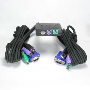 2 Way Mini KVM PS/2 Switch & USB port with Attached Cable (5Ft) KVM2WAY-Computers & Accessories-Jayso-Default-Jayso Electronics