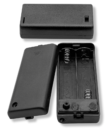 Flat Battery Holder For 2 AA Batteries (3V) W/ Cover, On/Off Switch & 6" Wire Pigtails JBH-2AASWP