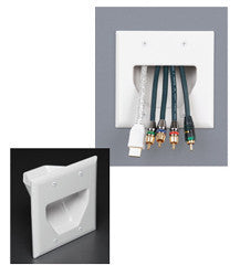 Low Voltage Cable Plate - Double Gang, Recessed JLVP-0002WH-Home Theater & Audio-Various-Default-Jayso Electronics