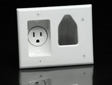 Low Voltage Cable Plate - Recessed, with 120VAC Power Outlet JLVP-0021-Home Theater & Audio-Various-Default-Jayso Electronics