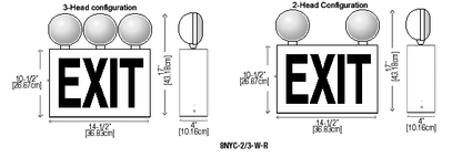 Power Failure Emergency Light & Exit Sign, 2/3-Head 8NYC-2/3-LED - Jayso Electronics
