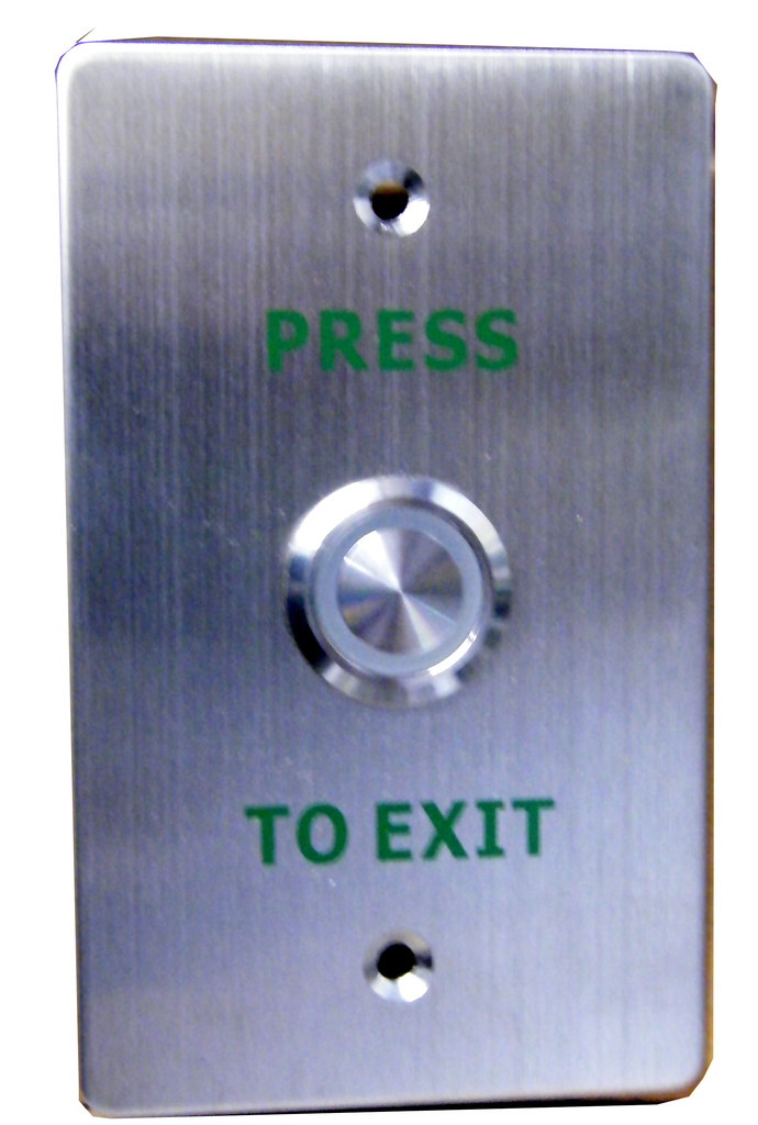 Single Gang Pushbutton Door Release Plate w/ Green Lit Surround, JPP-SS1-GL1