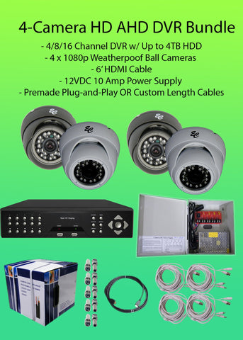 Watchman™ 4-Camera 1080p Indoor/Outdoor Hybrid (AHD/TVI/CVBS) DVR Kit-DVR Kit-Jayso Electronics-Jayso Electronics