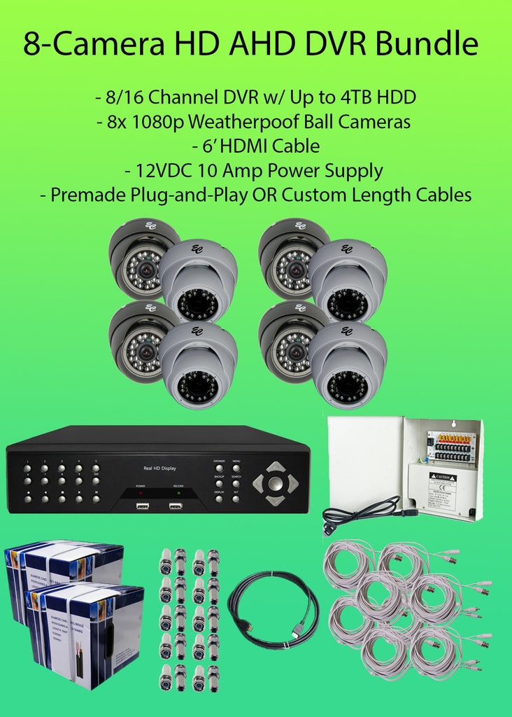 Watchman™ 8-Camera 1080p Indoor/Outdoor Hybrid (AHD/TVI/CVBS) DVR Kit-DVR Kit-Jayso Electronics-Jayso Electronics