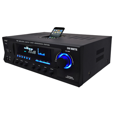AM/FM Stereo Receiver, 120 Watt, with USB/SD/Ipod Docking Station & Subwoofer Control PT270AIU-Home Theater & Audio-Various-Jayso Electronics