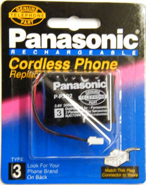 Cordless Telephone Battery, Panasonic, Type 3, P-P302PA-Batteries, Power Supplies, & Transformers-Panasonic-Default-Jayso Electronics