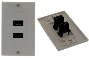 Dual HDMI Wall Plate, Decora Style, Flush, JDC-HDMI-DWPX2-Home Theater & Audio-Various-Jayso Electronics