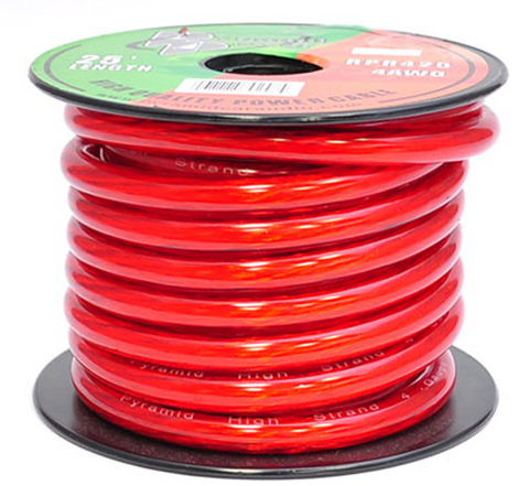 Heavy Gauge PVC Jacket Power Hook-Up Wire JPW-OFC-Wire & Cable-Various-25 Ft-Red-4 Gauge-Jayso Electronics
