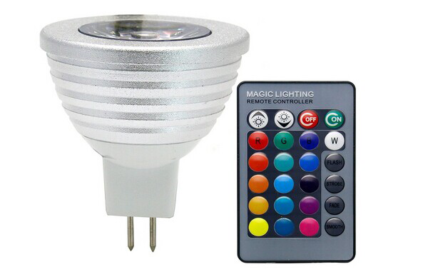 LED 2-Pin (MR16) Base Spotlight, 16-Color 4-Effect, with Wireless Remote Control EC-MR16-3W-RGB-LED Lighting-EC-Jayso Electronics