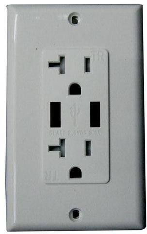 Single Gang AC Outlet With USB Charger JUSB-AC+CHG