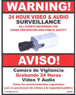 Surveillance Notification Sign, Audio/Video - Small EC-WS1-Security Cameras & Recorders-EC-Jayso Electronics