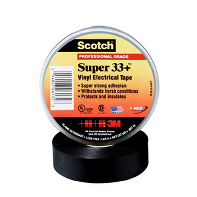 Vinyl Electrical Tape, Scotch® Super 33+™, 3/4 in x 20 ft JET-SS33+-Tools-3M-Jayso Electronics