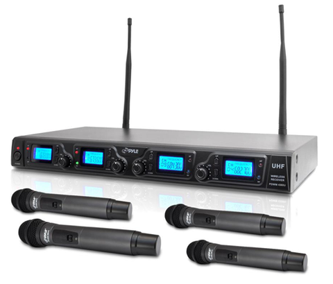 Wireless UHF Quad Microphone System, Rack Mountable, w/ 4 Handheld Microphones PDWM4360U-Amplifiers & PA Systems-Soundaround-Jayso Electronics
